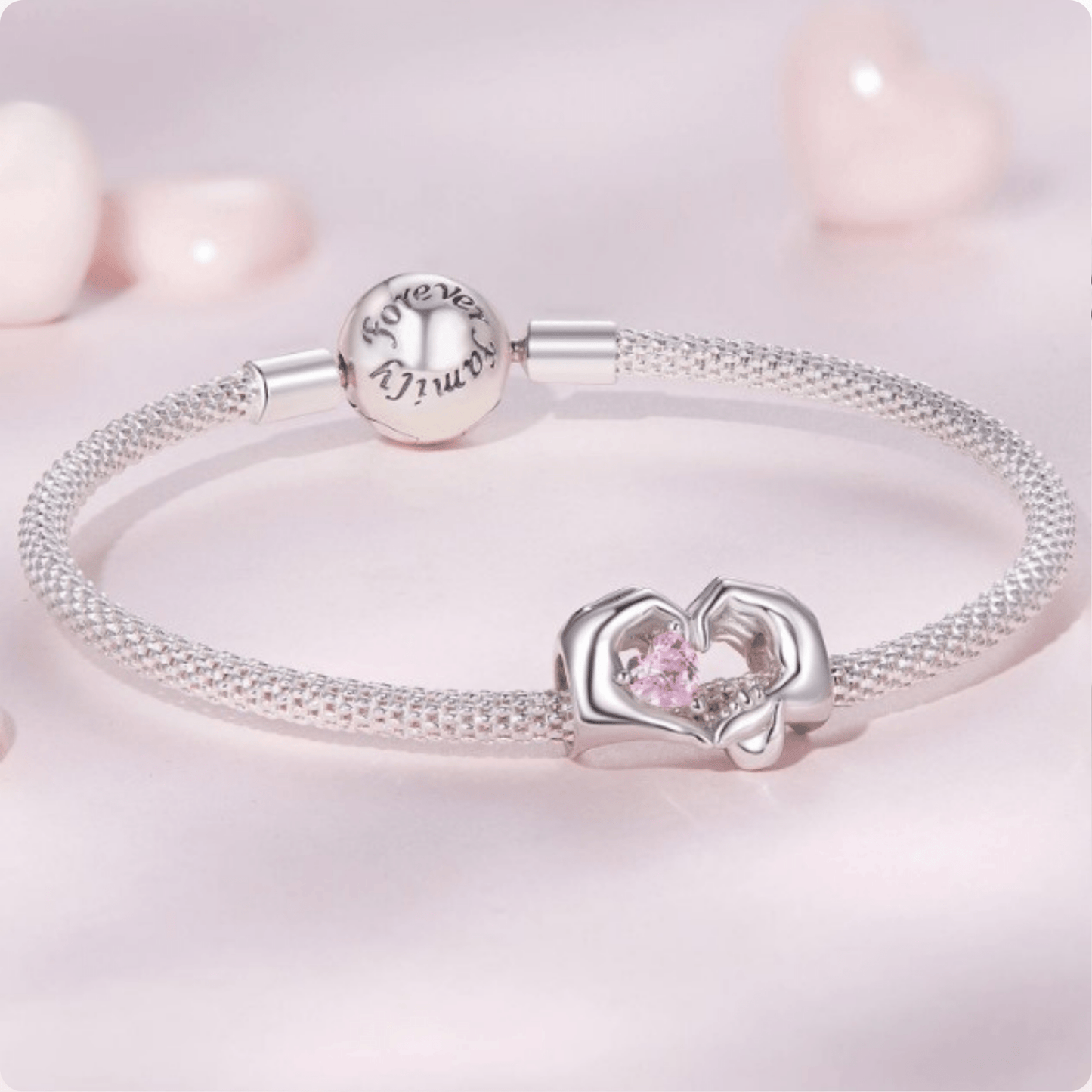 Charm Encanto de Mamá Plata 925 con Piedra Rosa – Un Vínculo Eterno de Amor