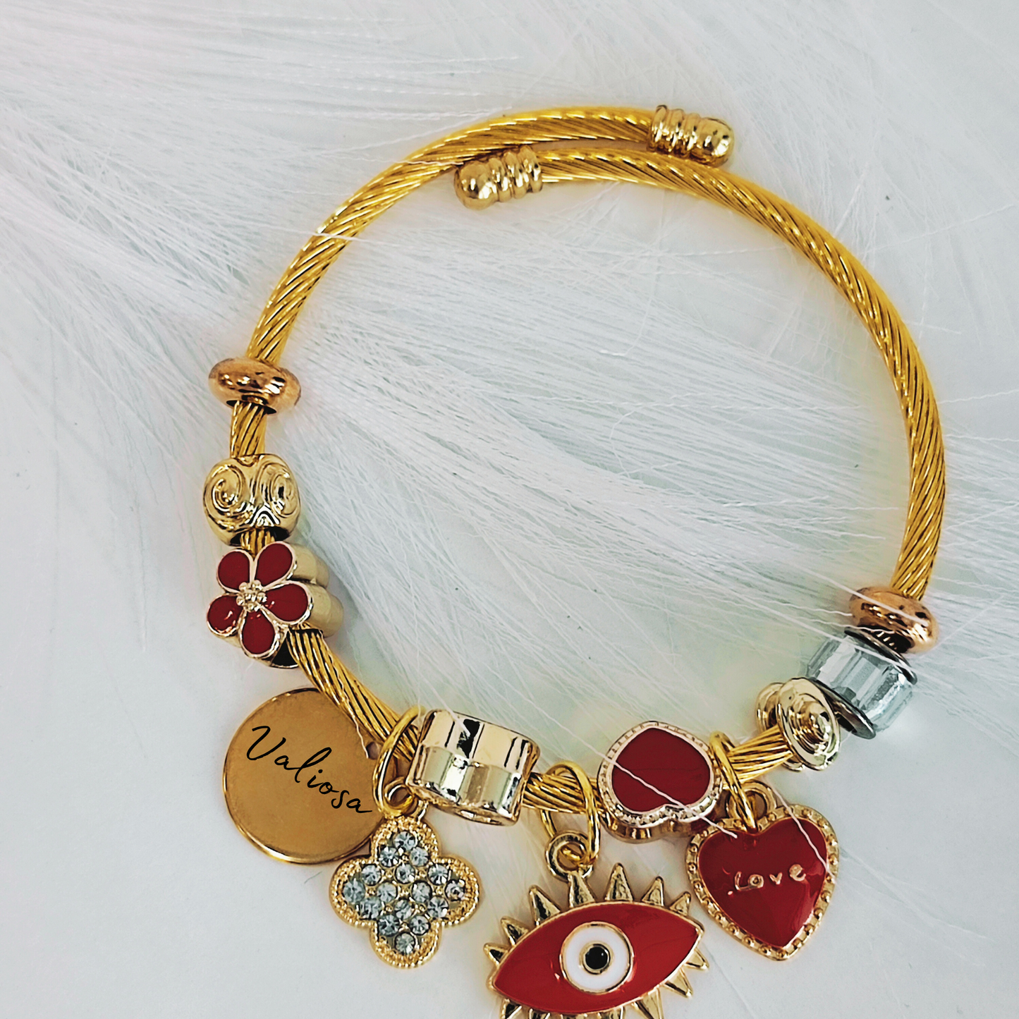 Pulsera belleza mística, dorada y rojo Personalizada