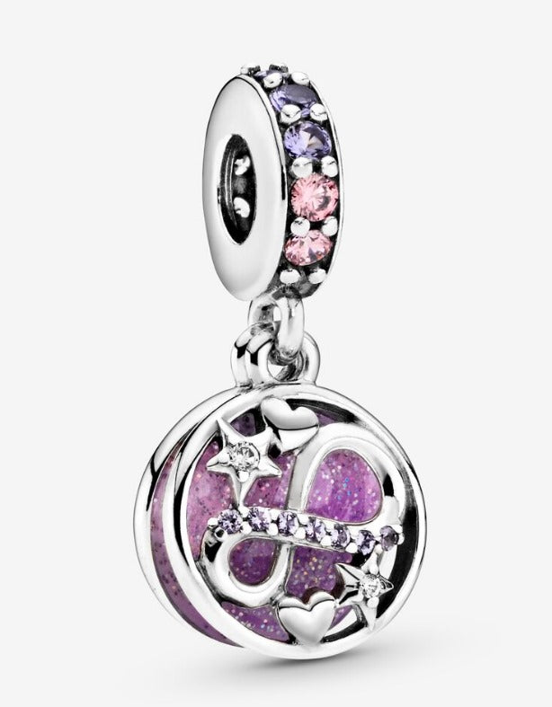 S925 Silber Rose Infinity Charm – Symbol der ewigen Liebe und Eleganz